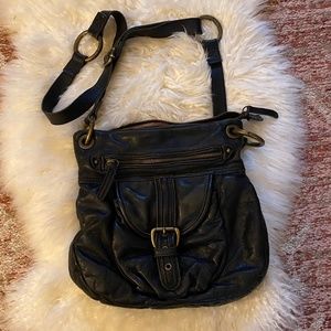 Black leather crossbody bag